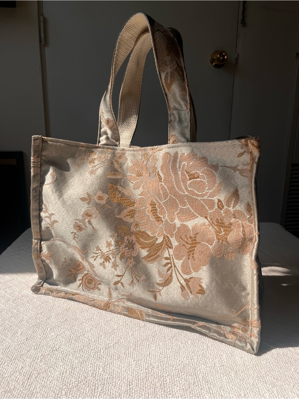 Floral Jacquard Book Tote Bag